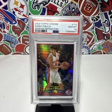 2003-04 Topps Chrome Darko Milicic Rookie Refractor Cyrillic #112 PSA 10 Pistons