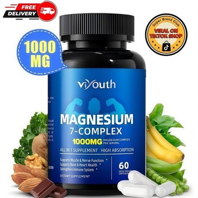 Magnesium 7 Complex Supplement Advanced Sleep Muscle Nerve Support 60-Capsules