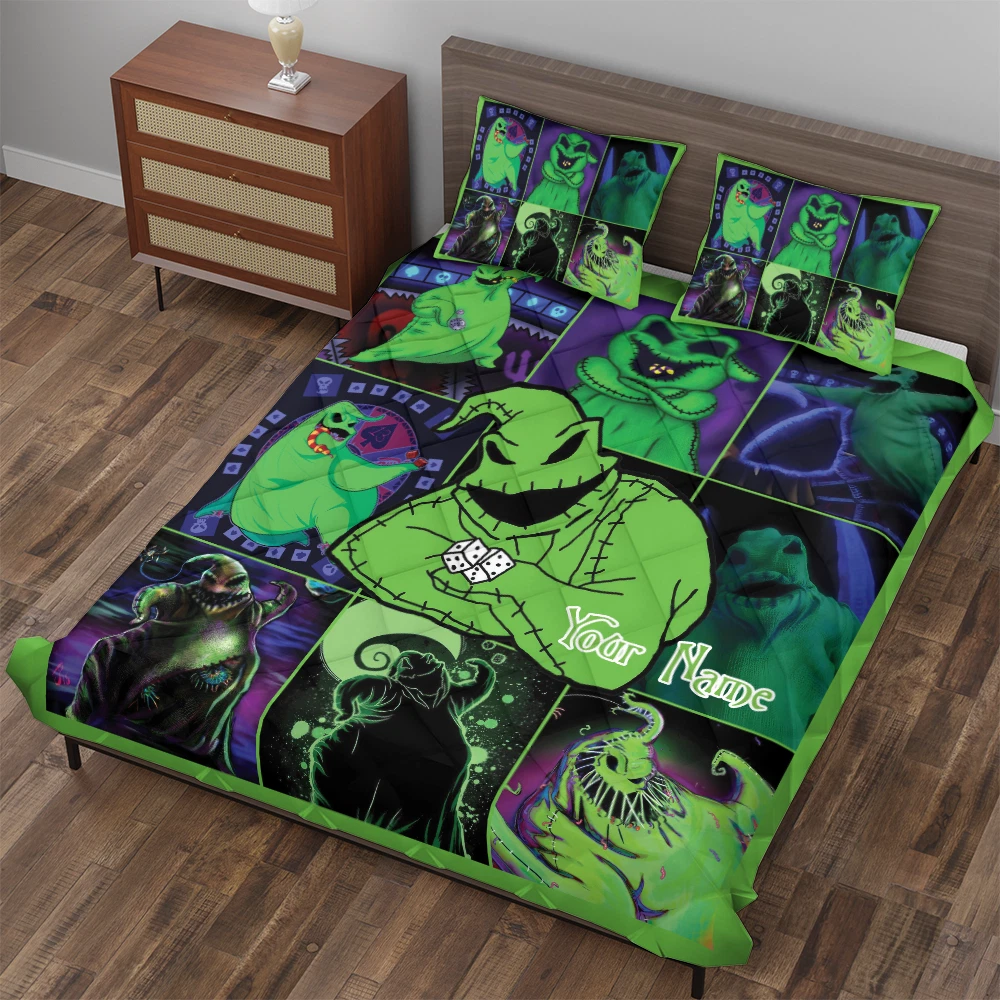 Personalized Oogie Boogie Nightmare Before Xmas Green Monster Quilt Bed Set