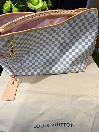 Louis Vuitton Neverfull MM Damier Azur Blue White Canvas Tote, Dust Bag
