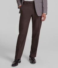 Michael Kors Men's Brown Classic Fit Solid Performance Dress Pants Size 38W 32L