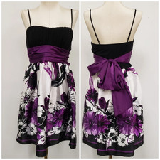 Y2k Trixxi Babydoll Mini Dress XL Satin Floral Black purple Fairy Whimsigoth