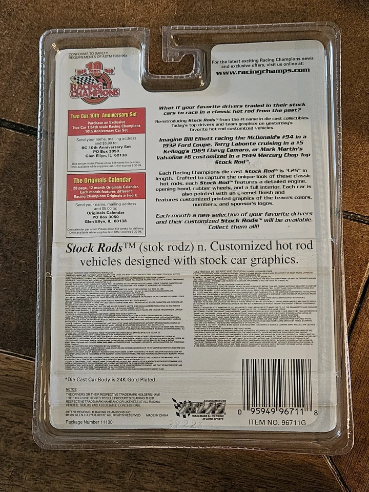 Sealed 1999 24k Gold Plated Racing Champions Stock Rods Diecast Collector Car - Image 2 of 4