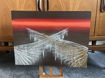 Original Gemälde Engelsflügel von Jenna X Acryl auf Leinwand Gold Silber signiert