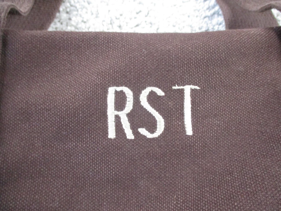 Lands' End Square Rigger Canvas Duffel Bag Brown Shoulder Strap Monogram RST - Image 3 of 4