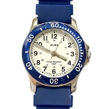 Seiko Alba V501 1C10 Analog Ladies Diver Watch White Blue Dial 5ATM Model