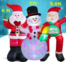 6/5.6/5FT Christmas Inflatable Santa Claus Snowman Blow Up Yard Decor LED Light