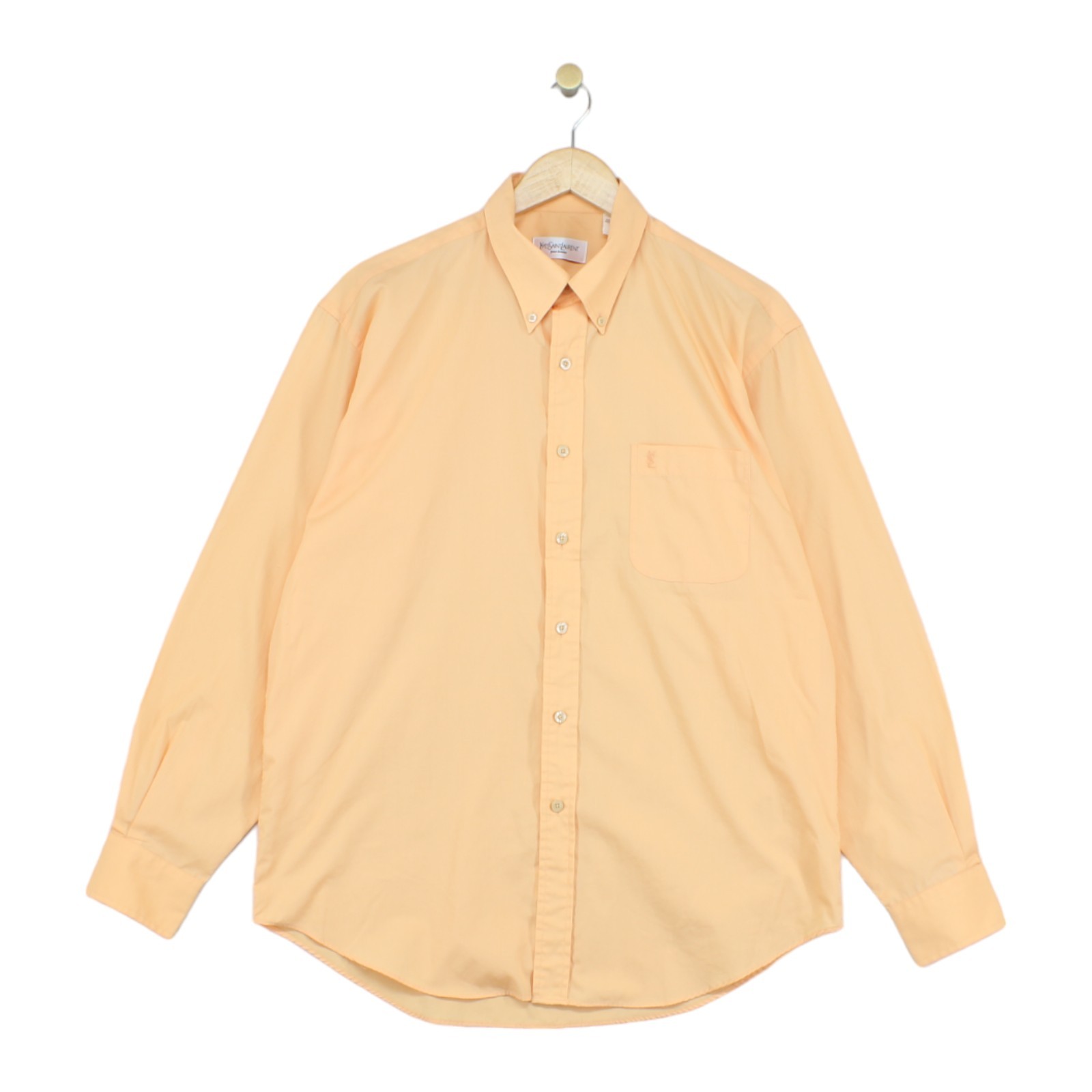 Camicia Yves Saint Laurent uomo taglia 16" arancione manica lunga con bottoni