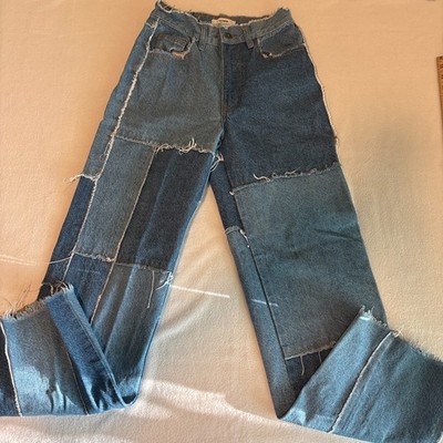 Cotton On Loose Straight Patchwork Jeans Womens US 2 Fits Like 24x30 Y2K