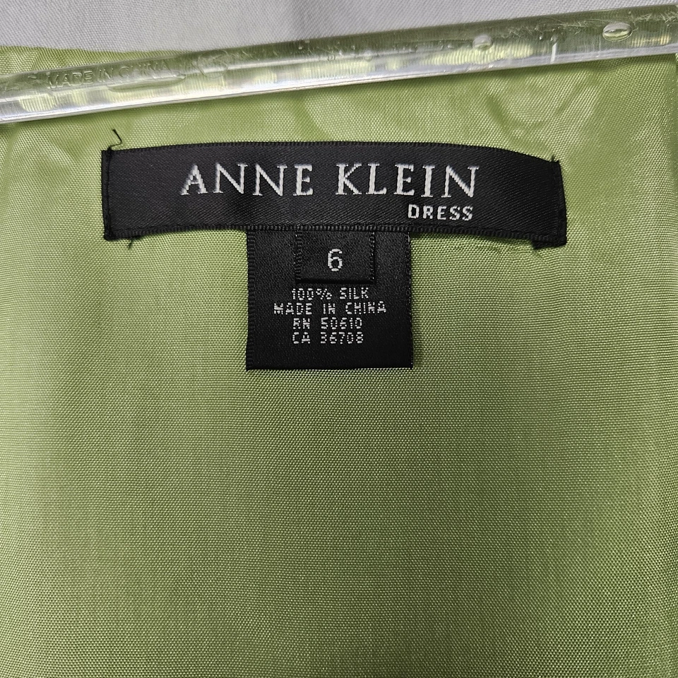 Anne Klein 100% silk yellow/green knee length dress soft flowy size 6 - Image 3 of 4