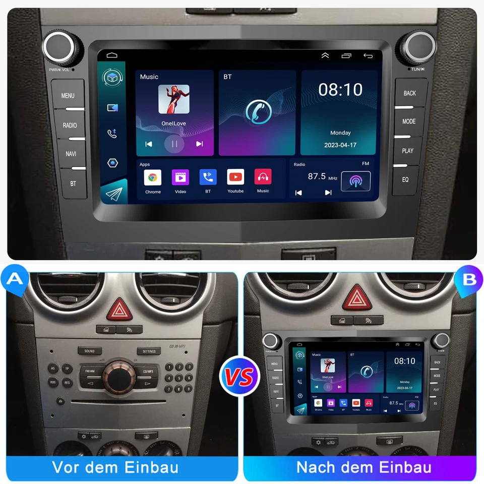 Android 14 2+64G Autoradio Carplay GPS RDS Für Opel Zafira B Corsa C D Astra G H - Bild 4 von 4
