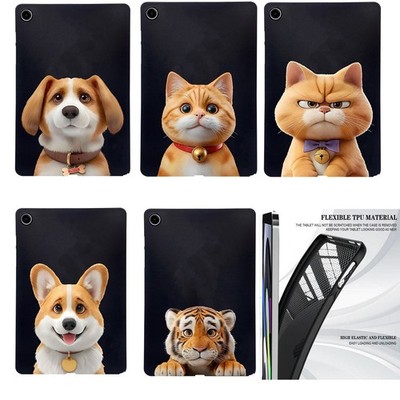 Animal Dog Cat Tiger Print TPU Tablet Case Samsung Tab A7 A8 A9 S6 S7 S8 S9 S10