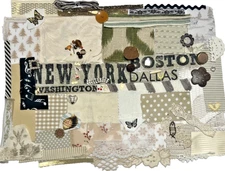 Fabric Scraps Slow Stitch Junk Journal Quilt Embroidery Lace Beads Charms Kit 11