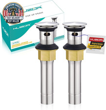 2-Pack Pop up Bathroom Sink Drain with Overflow - Fits 1-5/8" to 2" Holes, Brush