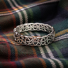 5mm Celtic Trinity Knot Ring Silver Tone Band | New | Gift Pouch | Viking Style