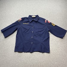 VTG Boy Scouts of America BSA Den Mother Brookline Size S Blue Button Shirt
