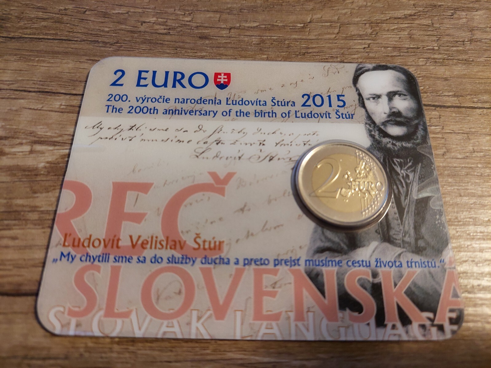 SLOVAQUIE 2015 - COINCARD 2 EUROS - LUDOVIT STUR