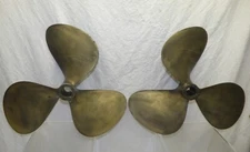 PAIR Lg 16" RH & LH Brass Boat Propellers Michigan Nibral 1 1/4" Bore Nautical