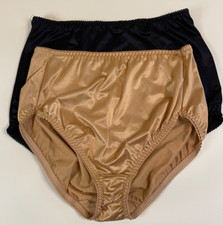 Two VANITY FAIR Black NUDE PANTIES Plus Size 3XL Shiny Liquid NYLON BRIEF High