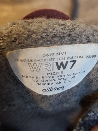 Allbirds Merino Wool Runners Womens Sz 7 Gray Lace Up Mizzle Athletic Shoes - Bild 12 von 12