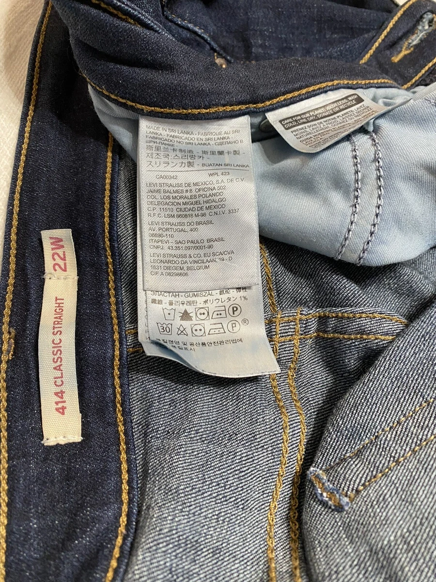 Levi s Womens 414 Classic Straight Leg Denim Blue Jeans Size 22W