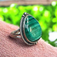 Malachite Solid 925 Sterling Silver Ring 6