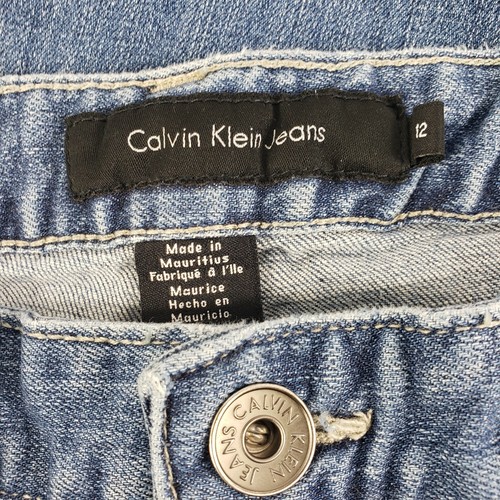 Calvin Klein Womens Designer Jeans Soft Stonewashed Size 12 Logo Embellished - Picture 7 of 7