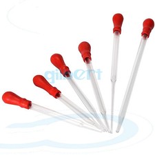 Lot5 10-15cm Durable Glass Transfer Pipette Dropper With Rubber Bulb Cap Lab