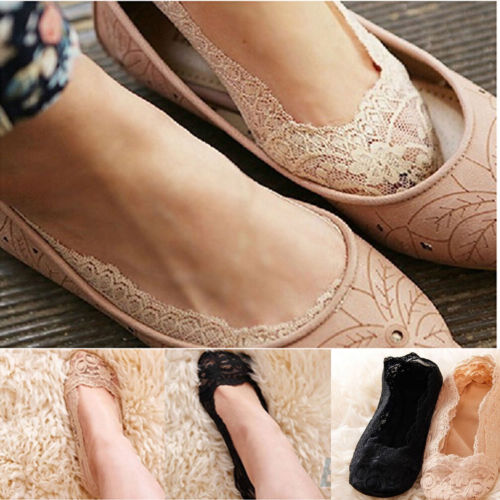 Women Invisible No Show Nonslip Loafer Lace Boat Liner Low Cut Cotton Socks New - Picture 1 of 13