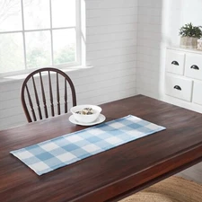 VHC Annie Buffalo Blue Check Table Runner 12x36 ~ Farmhouse Kitchen