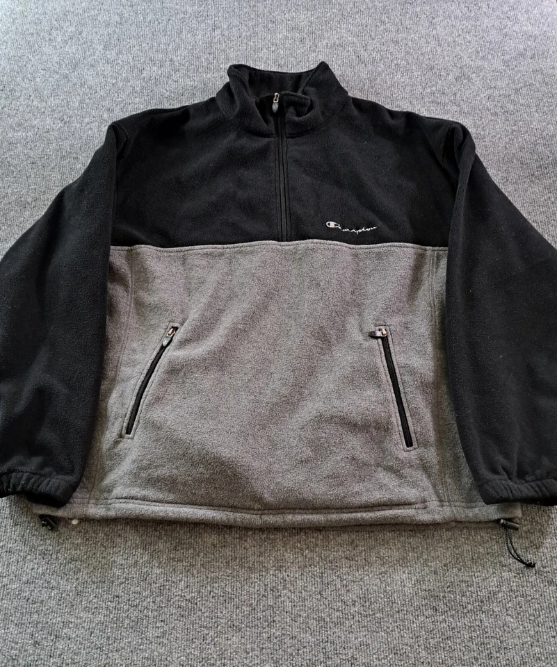 Suéter Champion Para Hombre Talla XL Negro Gris Cuarto Cremallera Pullover  Foto 4 de 4