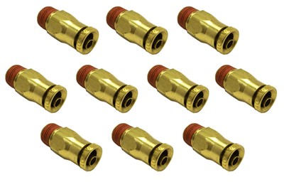 10 Push In To Connect Brass Air Male Fitting Straight Connector 1/4 OD x 1/8 NPT
