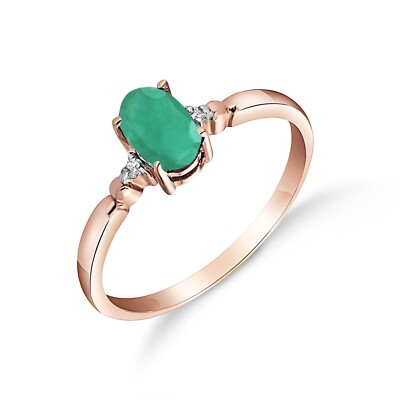 14K. MASSIVER GOLDRING MIT NATÜRLICHEN DIAMANTEN & SMARAGD