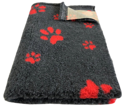 Hundedecke Vet Bed Original Premium Qualitätsstufe Dunkelgrau+Pfote Rot S/M/L