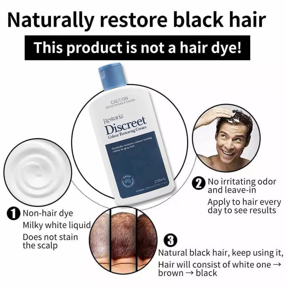 1-5PCS Restoria Discreet Grey Hair Color Restoring Cream Treatment Unisex 250ml - image 2 of 4