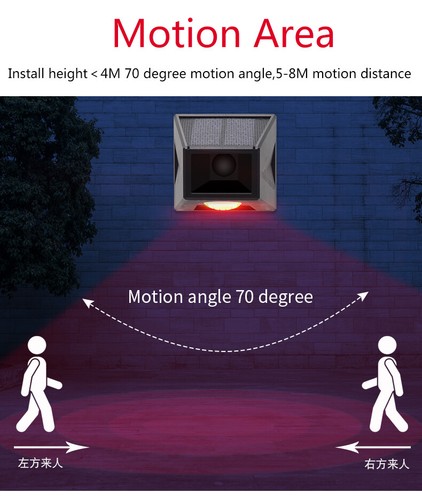 Solar LED Alarm Strobe Light Wireless Motion Sensor Detector Outdoor Remote - Picture 9 of 12