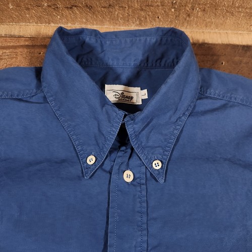 Disney Euro Shirt Mens Large Blue Short Sleeve Button Down Mickey Embroidered - Picture 6 of 12