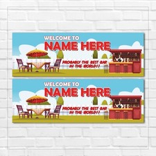 2 PERSONALISED GARDEN BAR BANNERS