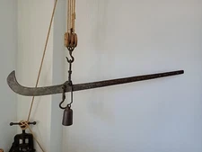 LARGE ANTIQUE WROUGHT IRON HANGING SCALE - 45"