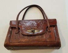 BEAUTIFUL Vintage Tooled Leather Purse HandBag NEEDS repairs ROSE MEDALLION
