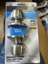 LOT OF 8 Defiant Brandywine Stainless Steel Bed and Bath Door Knob