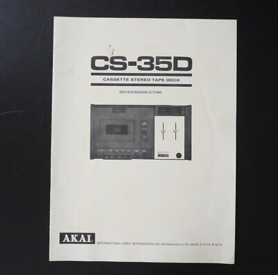 Original AKAI CS-35D Cassette Tape Deck Owner's Manual / Bedienungsanleitung !!!