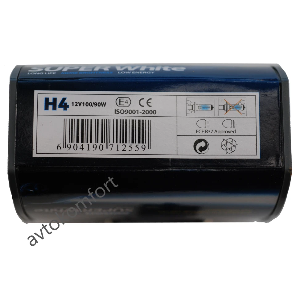 Set H4 100/90W Super White Xenon Look Halogen Blue Xenon Light Headlight Bulbs  - Image 4 of 4