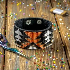 DIY Bead embroidery kit on artificial leather Bracelet