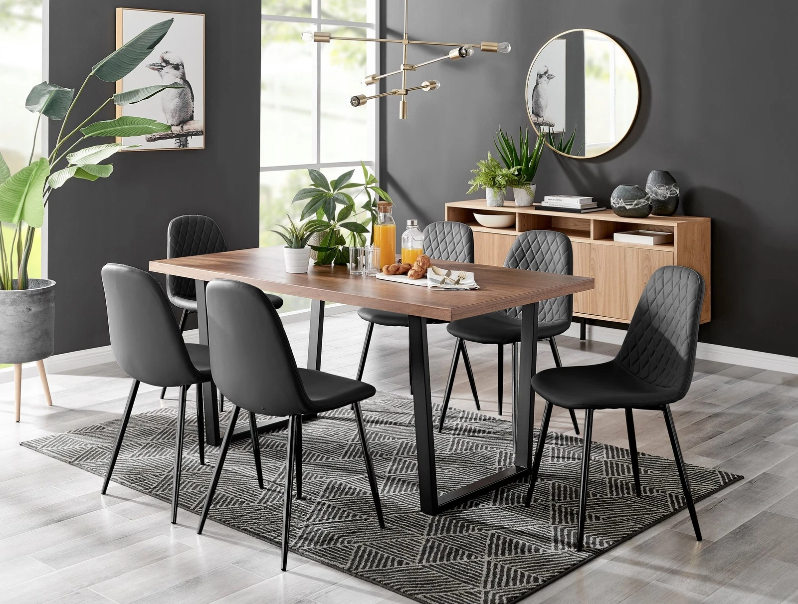 KYLO Brown Wood Effect Black Leg Dining Table