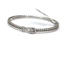 DAVID YURMAN New 4.5mm Loop Pave Bracelet in Sterling Silver & Diamond Large