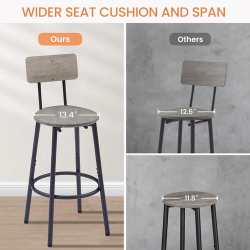 2025 Bar Table Set with 2 Bar stools PU Soft seat with backrest, Grey, NEW, HOT - Picture 10 of 17