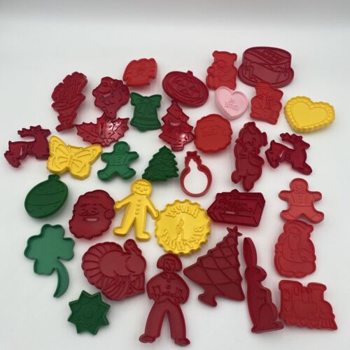 Mixed Lot Christmas Easter Birthday Cookie Cutters Vintage 1970 Set of 34 - Picture 1 of 3