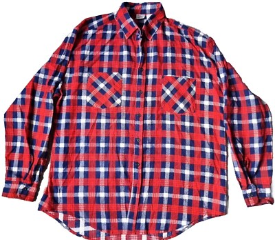 Kariertes Karo Flanell Hemd Vintage Ozark Trail rot Jacke isoliert Gr. XL Tall