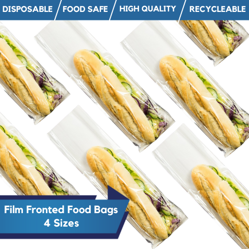 Clear Film Fronted Paper Bags Cellophane Bakery Bags Sandwich Pastries